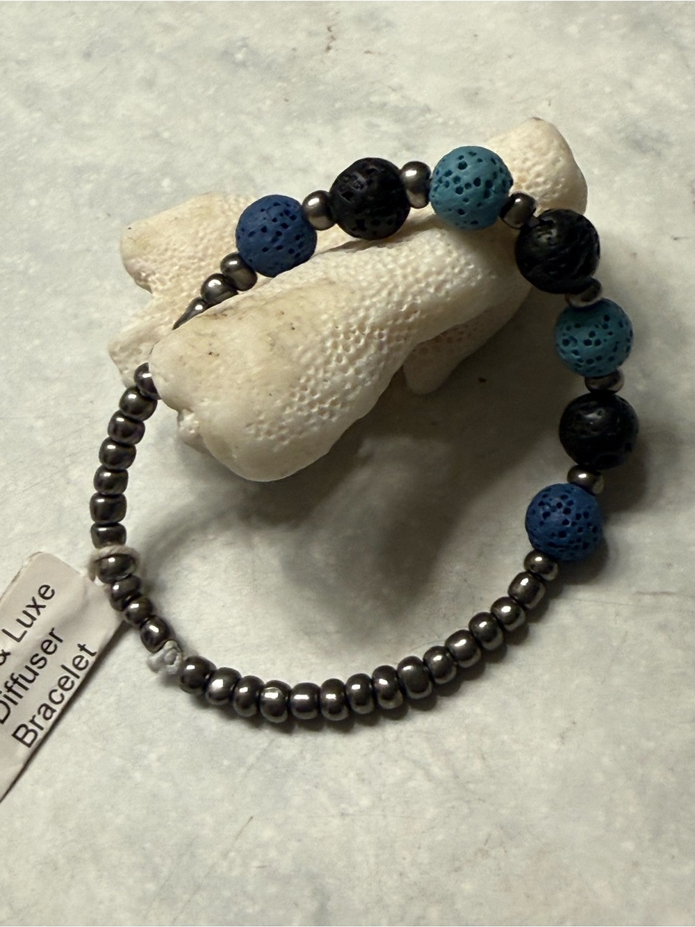 Luxe Lava Bead Diffuser Bracelet — Blue & Black